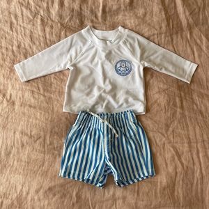 Baby GAP Rash Guard Swim Two-Piece 0-6 Month Multi Stripe